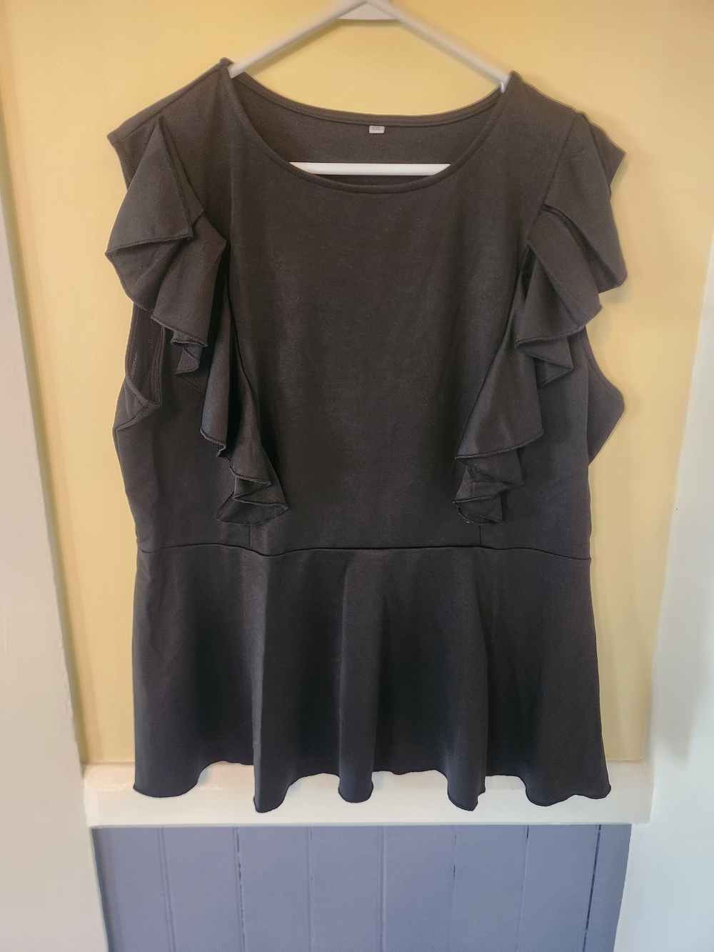 Amazon Black Ruffle Sleeve Peplum Tunic